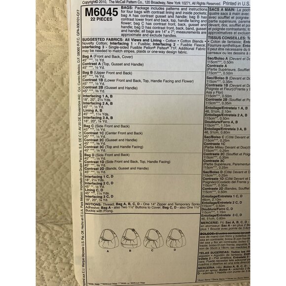 McCall's Misses Handbag Sewing Pattern M6045 - uncut - Picture 4 of 9